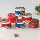 Christmas Round Metal Gift Box Candy Cookie Storage Containers Tinplate Boxes Children Christmas Gift Holiday Party Supplies