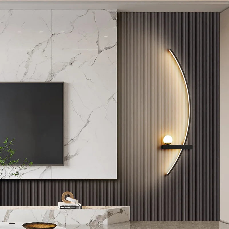 Modern LED Wall Lamp Simple Art Bedroom Bedside Wall Lamp Living Room Study Background Wall Bathroom Mirror Lighting Gold/Black