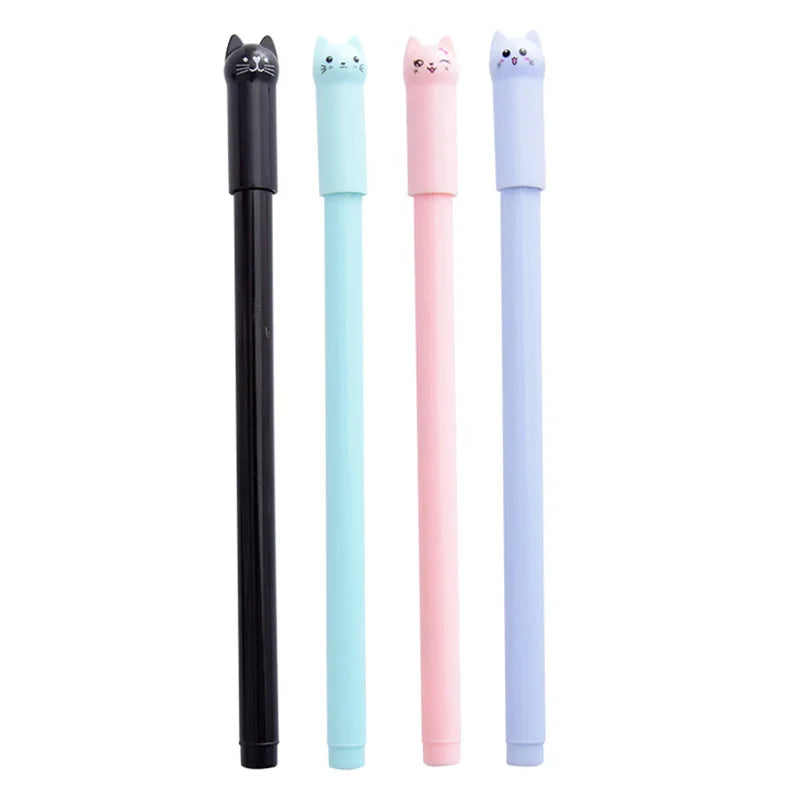 4pcs / Set Kawaii Gel Pen 0.5mm Creative Cat Cartoon Cute Kids Gift Neutral Ink Pen School Office Writing Supplies Stationery