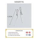 INZATT 925 Sterling Silber 6,3 cm lange Quastenkette Aufkleber Bar baumelnde Tropfenohrringe für Frauen Modeschmuck Hochzeitsgeschenk