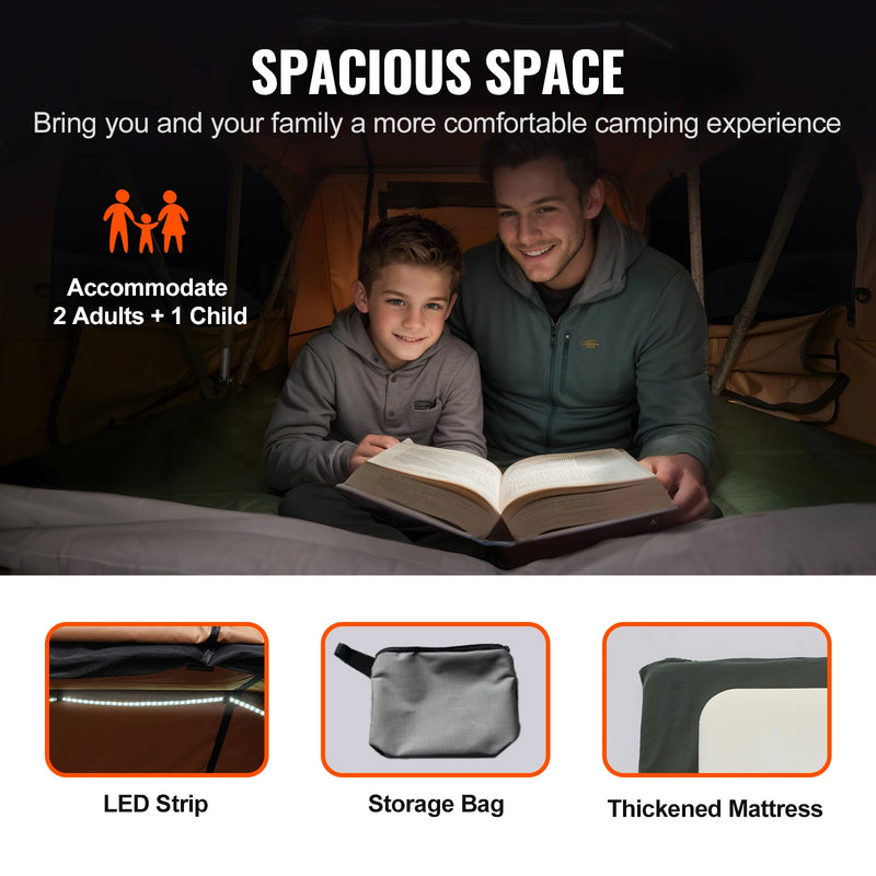 VEVOR Rooftop Tent Hardshell Folding Tent with Telescopic Ladder Mattress PVC Cover Bag Waterproof for Jeep SUV Van Pickup Truck