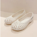 Ladies New Arrivals PVC Plastic Shoes Round Tip Low Cutter Slip-On Cut-Outs Breathable Beach Flats Spongy Sole Khaki Brown 35-40