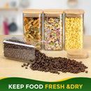 12Pcs Square Glass Food Storage Jar with Bamboo Lid 430ml/600ml Transparent Sealed Kitchen Can Container Stackable Tank Mold