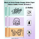 Printer Paper Roll Color Sticker Green&Lavender&Orange&White for Phomemo M02 T02 Paper,Waterproof,Oil-proof Friction-resistant