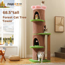 Large Cat Tree with 4 Spacious Condos Thick Scratching Post Flower Top Bed Tall Cat Tower for Indoor Luxury Cat House Bed Toys