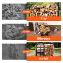 SucceBuy Firewood Log Cart Outdoor and Indoor Wood Rack Storage Mover with Wheels Heavy Duty Steel for Fireplace Fire Pit Black