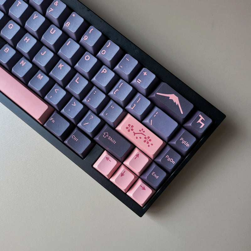 Night Sakura Pbt Keycaps Cherry Profile Japanese Korean Russian German Spanish Arabic French Big Set Key Caps For Mx Switches