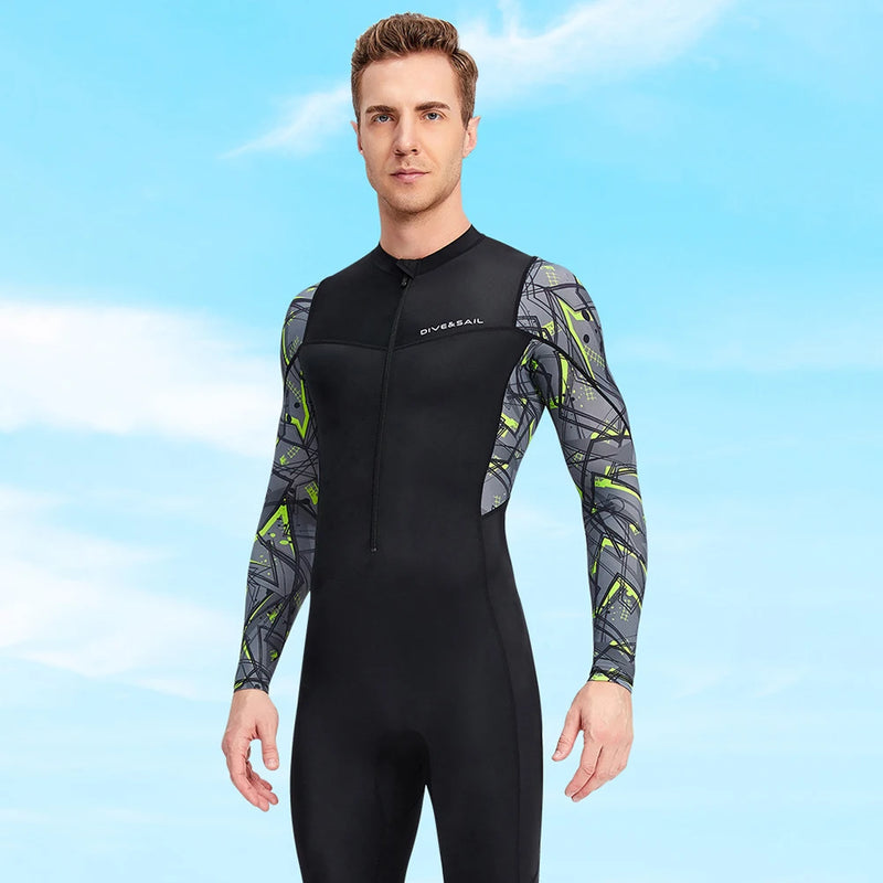 Men Diving Suit Long Sleeve Sunscreen Diving Protection Clothes Cold Proof with Zipper Elastic Breathable Water Sports Equipment
