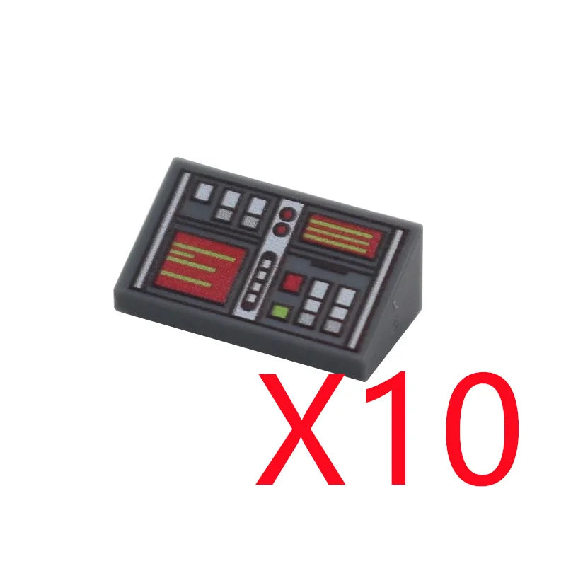 MOC City Building Blocks Character Accessories Mini Brick Audio Computer Brick Control Center Radar Keyboard Pattern Toy K037