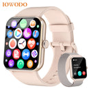 IOWODO R50 Pnik Smart Watch 1.85” Full Touch HD Smartwatch Bluetooth Calling Fitness Tracking Woman Watches with Voice Assistant