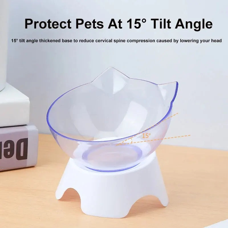 Transparent Pet Feeding Bowl Cat Ear Shape Neck Protection Bowl Cat Supplies Plastic Pet Drinking Water Cat Food Bowl Dog Bowl