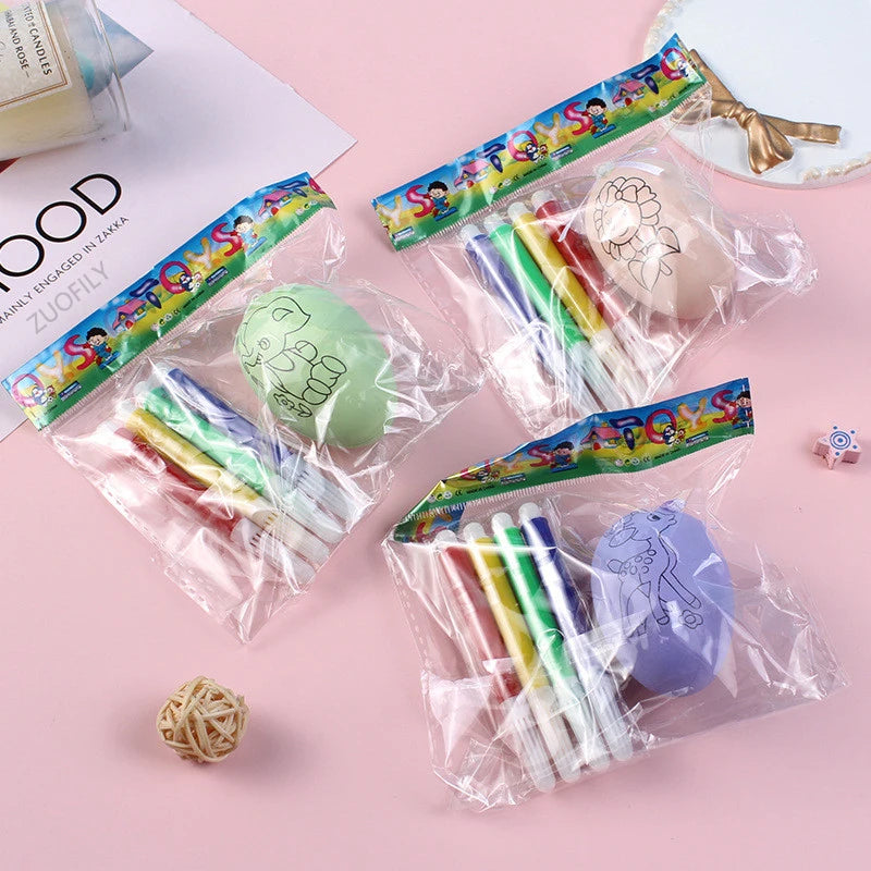 5pcs Easter Random Egg Graffiti Happy Easter Decorations Painted Handmade DIY Eggs Craft Kids Gift Favor Home Decor Easter Party