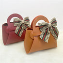 10pcs Easter Leather Mini Gift Bags With Bow Ribbon Packaging Box Wedding for Guest Candy Handbag Bag Birthday Party Decor bag