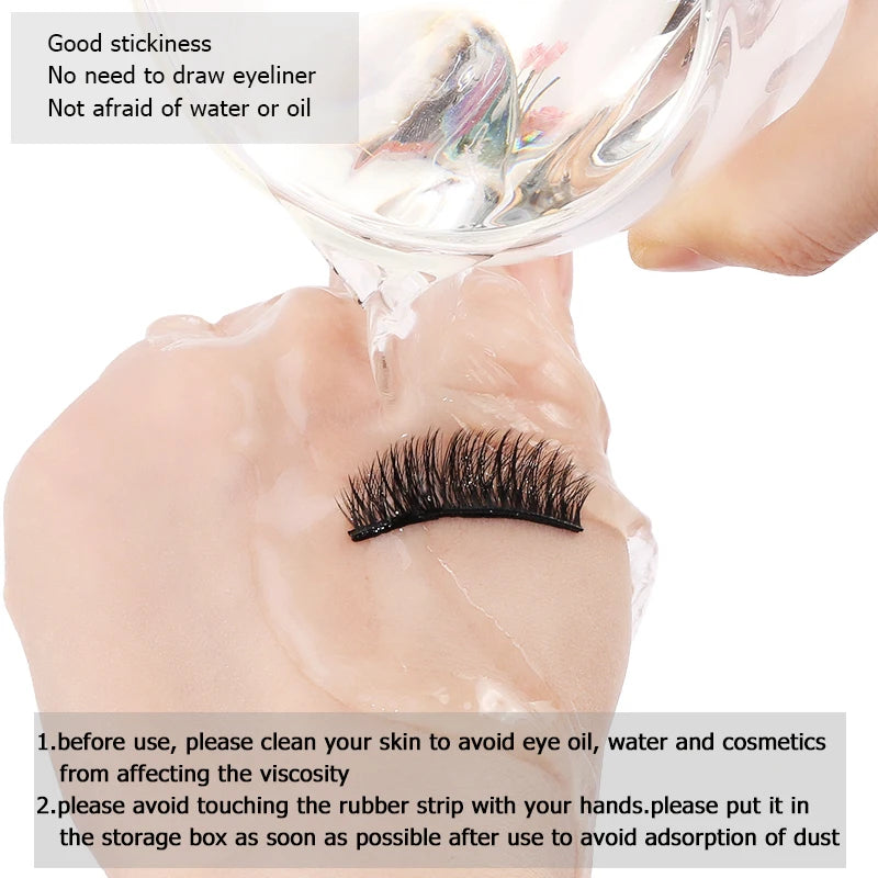 10 Pcs Reusable Glue-Free Eyelash Glue Strip Self-Adhesive False Eyelashes Hypoallergenic Lashes Extension Supplies Makeup Tools
