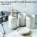 Marble Soap Dispenser Pump Bottle Ceramic Bathroom Accessory Set  Home Couple Mouthwash Cup Soap Dish Washing Tools Luxury