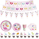Cartoon Pink Dinosaur Birthday Party Decorations Disposable Tableware Plate Cup 3D Dinosaur Balloon for Girls Baby Toys Supplies