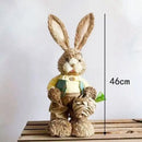 46cm Straw Woven Bunny Straw Rabbit Decoration Ornament Easter Holiday Decors Sculptures & Statuette Yard Party Home Supply