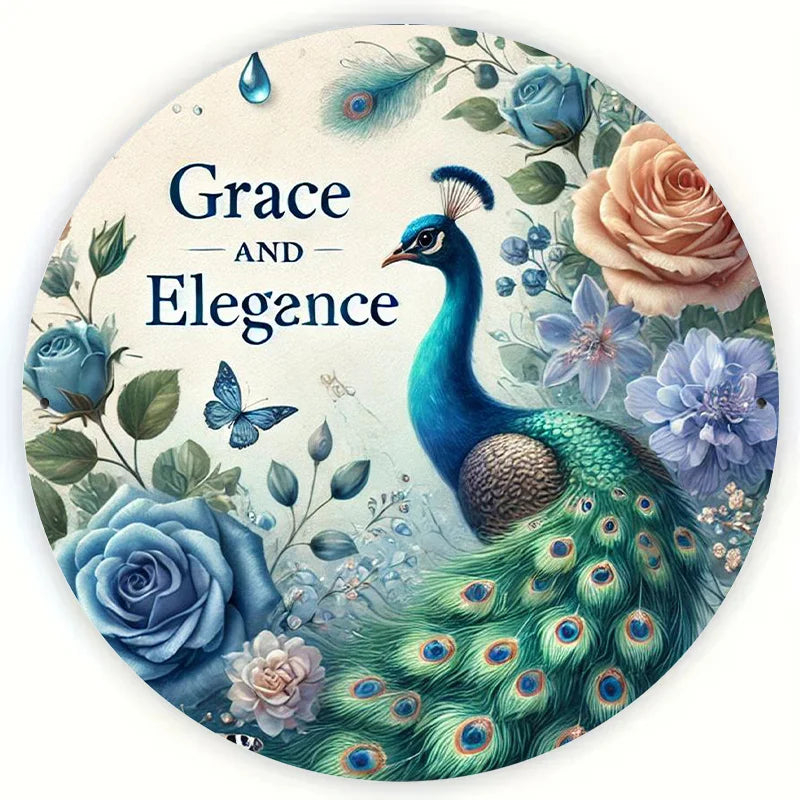 Peacock Metal Wall Art Sign 7.8" - Perfect for Farmhouse, Garden Bar, Office & Home Decor - Great Housewarming or Teacher Gift