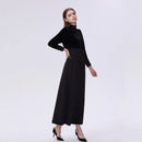 AP 2025 New Arrival Women Autumn Velvet Patchwork Dress Elegant Lady Maxi Dress Fashion