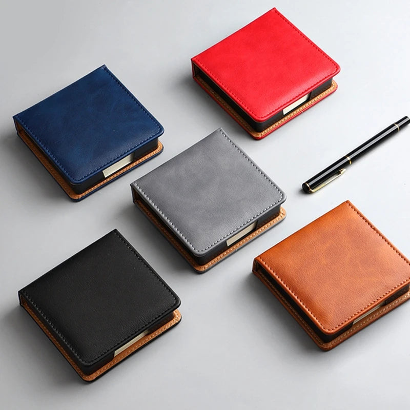 Leather Memo Pad Holder Office School Supplies Note Card Dispenser Sticky Note Storage Box Desk Accessories