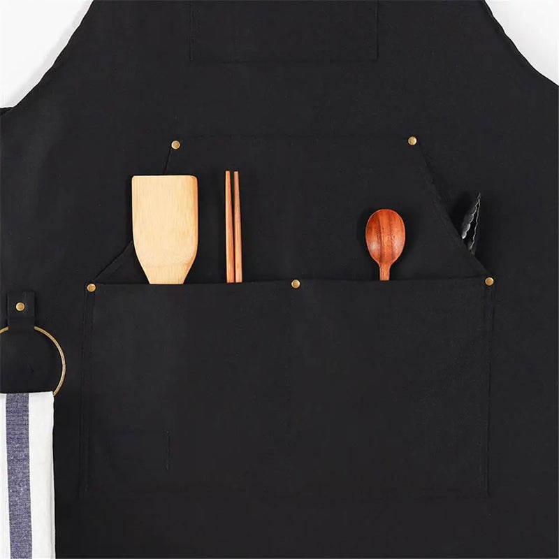 Denim Barbecue Apron Adjustable Cross Back Straps Multifunctional Large Pocket Working Clothes For Chef Tattoo Artists Men Women