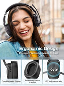 Mpow E65 2 in 1 Wireless Headphones Bluetooth 5.3 Dual/Single Office Headset with Microphone&Mute Switch 35H for Trucker Driver