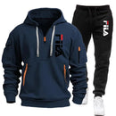 Autumn and winter hot selling men's hooded sweatshirt+casual pants two-piece outdoor multi pocket pullover and sports pants set