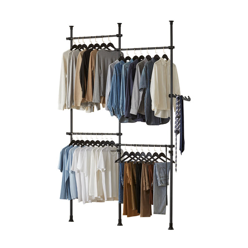 SoBuy KLS03 dresses stand coat rack stand with 4 dresses rods Telescopic Wardrobe System Adjustable Shelving System