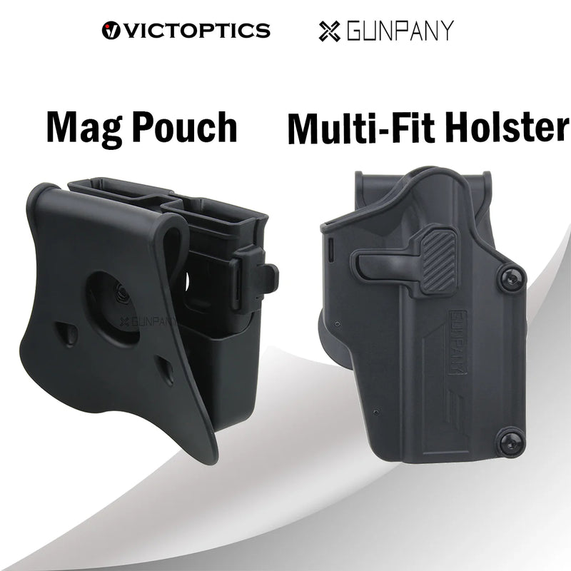 Victoptics Multi-Fit Holster and Double Magazine Pouch Autolocking universal Pistol Holster right hand double stacks 9mm .40 .45