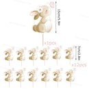 1Set Bunny Cream Gold Balls Cake Toppers Butterfly Rabbit Birthday Cake Decorations Bear Birthday Baby Shower Cupcake Topper