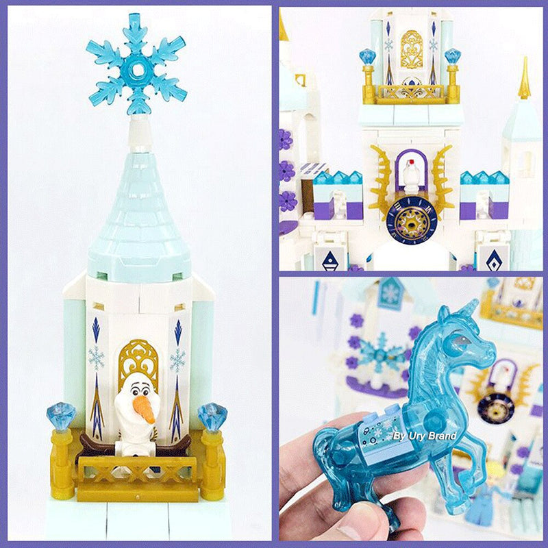 Friends Princess Castle House Sets for Girls Movies Royal Ice Playground Horse Carriage DIY Building Blocks Toys Kids Gifts 2022