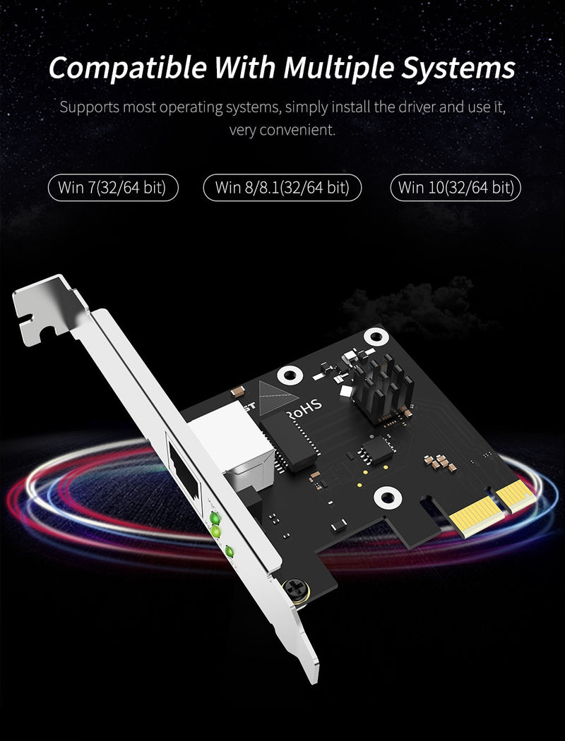 Game PCIE Card 2500Mbps Gigabit Network Card 10/100/1000Mbps RTL8125B RJ45 Wired Computer PCI-E 2.5G Wifi Adapter LAN Dongle