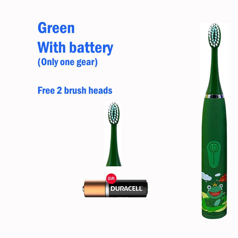 Children Electric Toothbrush With Replace Brush Heads Kids Cartoon Toothbrush Ultrasonic Sonic Electric Toothbrush With 6 Head