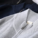 100% Cotton Autumn Winter Mens Zipper Cardigan Fit Sweaters Solid Color Knitted Jacket Coat Male Warm Overcoat Sweater