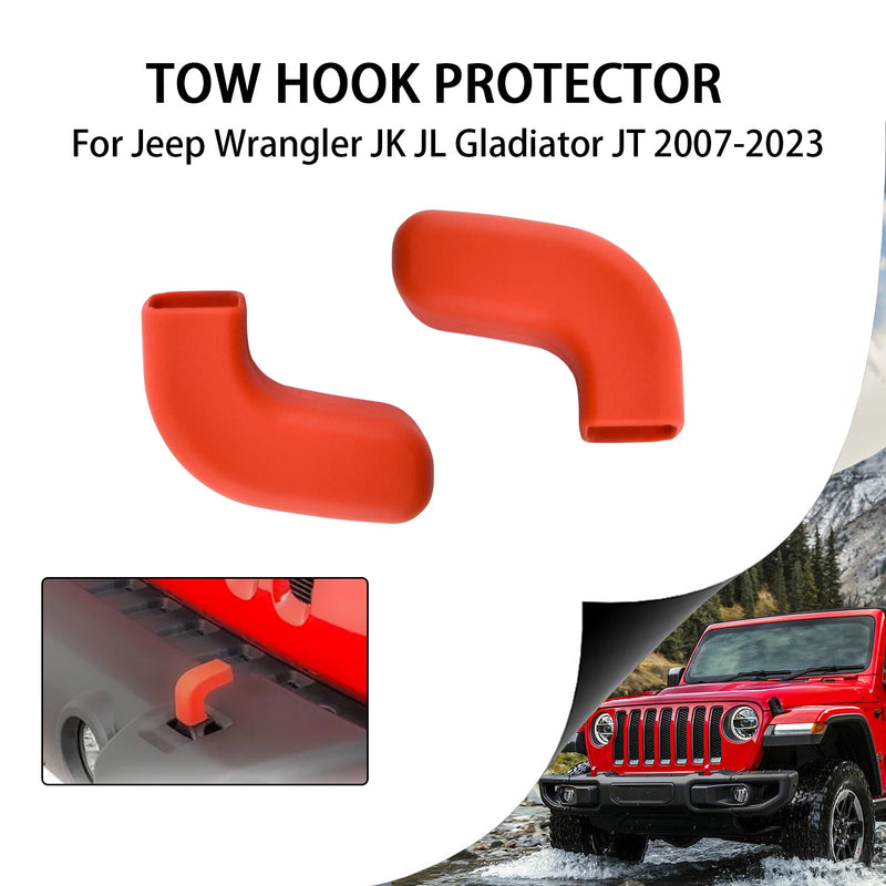 2Pack For Jeep Wrangler JK JL Gladiator JT 2007-2023+ Front Bumper Tow Hook Covers Towball Hook Protector Car Accessories New