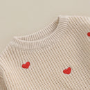 2023-10-12 Lioraitiin 0-18M Baby Mädchen Strickpullover mit Liebesherz-Stickerei Sweatshirt Pullover Tops Kleinkind Valentinstag Kleidung