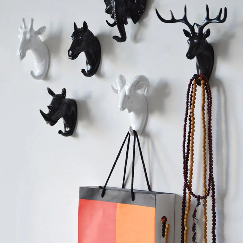 Wall Hanging Hook Vintage Deer Head Animal for Hanging Clothes Hat Scarf Key Deer Horns Hanger Rack Wall Decoration