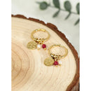 YACHAN 18K Gold Plated Stainless Steel Hoop Earrings for Women Metal Irregular Texture Natural Stone Charms Trendy Jewelry