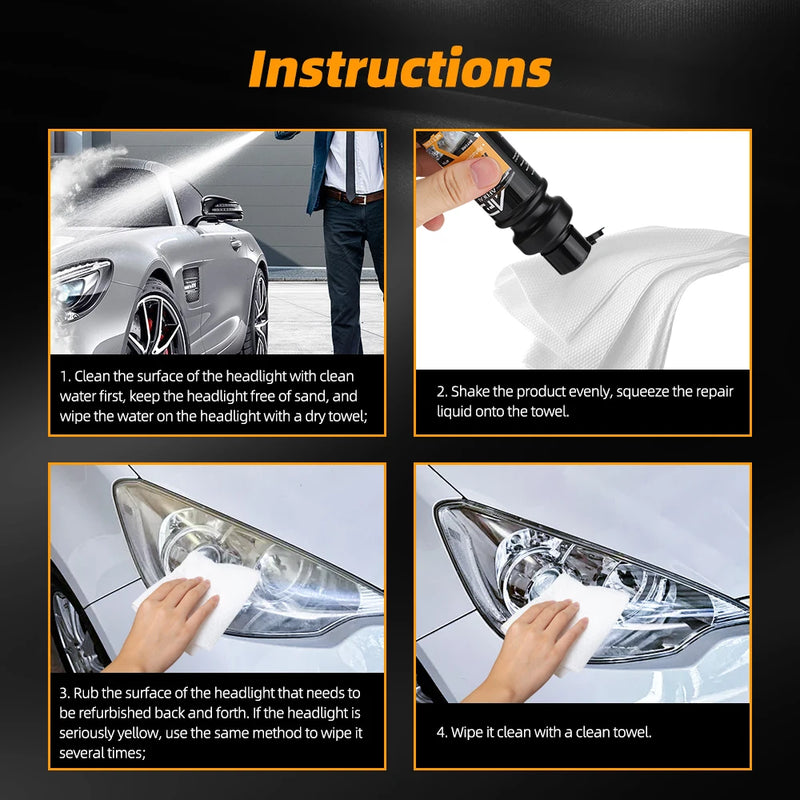 Car Headlight Polishing Agent Scratch Remover Repair Headlight Renewal Polish Liquid Headlight Restoration Kit Auto Accessories