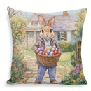 Happy Easter decoration pillow cover country farmhouse home room decoration Rabbit and egg pattern printing sofa cushion cover