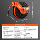 SucceBuy Retractable Air Hose Reel 50FT Hybrid Compressor Hose Reel 5In Wall Mount Heavy Duty Double Arm Stainless Steel Reel