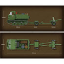 WW2 Tank Armored Car STZ-5 Medium Artillery Tractor Model Building Blocks XM777 lightweight 155mm Caliber Howitzer Bricks Toy