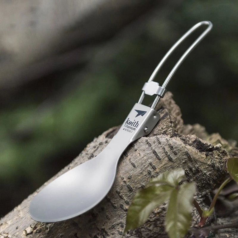 Keith Titanium Tableware Spoon Portable Healthy Lightweight Outdoor Picnic Hiking Folding Cutlery Ti5302