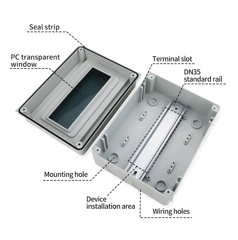 IP65 Waterproof Distribution dc breaker Box 2/3/5/8/12/15/18/24WAY PC /ABS Plastic Outdoor Electrical  MCB solar Junction Box