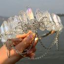 1PC Black Raw Crystal Quartz Hair Accessories Witches Crown Headpiece Tiara Halo Bridal Headband