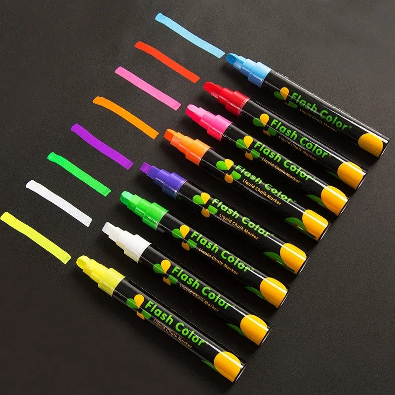 Haile 8Color 3*6mm Liquid Chalk Erasable Highlighter Fluorescent Marker Pen,For Whiteboard Graffiti LED Advertisement Chalkboard