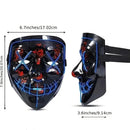 Led Light up Halloween Mask, Glowing El Wire Scary Mask, Red & Black, Plastic Construction, for Festive Cosplay, Costume Parties, Carnival, Gifts, Led Halloween Mask - Colorful Lights