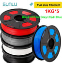 SUNLU 5KG 3D Filament PLA/PLA PLUS/PETG/ABS Filamnet 1.75mm 5Roll 1KG Neatly Wound 3D Printer Filament for 3D Printer