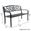 Costway 50'' Patio Park Garden Bench Porch Chair Steel Frame Cast Iron Backrest OP2786