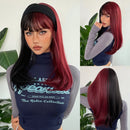 HENRY MARGU Blonde Silky Straight Synthetic Wigs with Bangs Medium Long Natural Platinum Wig for Women Cosplay Heat Resistant